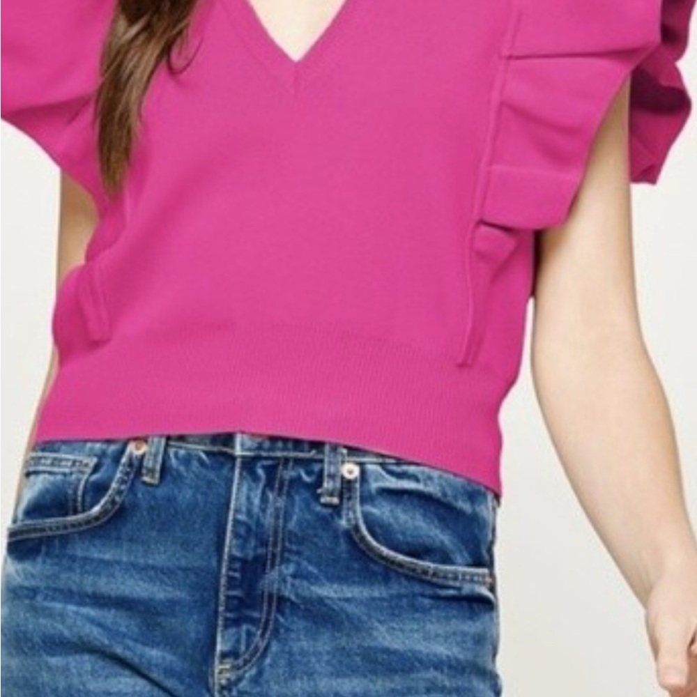 Pink Ruffle Sleeve Top
